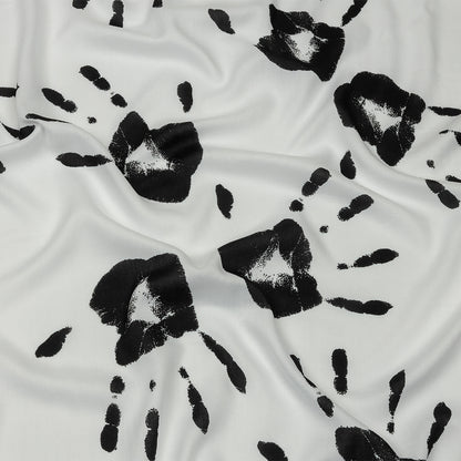 Rayon Batiste - Black and White Handprints - Bakersfield Print - Mood Exclusive Abandoned Collection