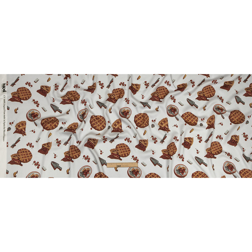 Rayon Challis - White Cherry Pies - Baked Fresh Print - Mood Exclusive Rockland Collection - Full