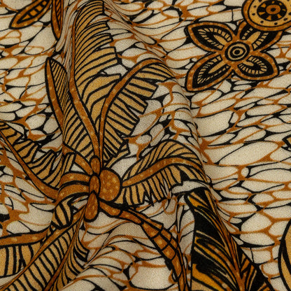 Rayon Challis - Orange and White Palm Trees - Sunny Summers Print - Mood Exclusive Rockland Collection