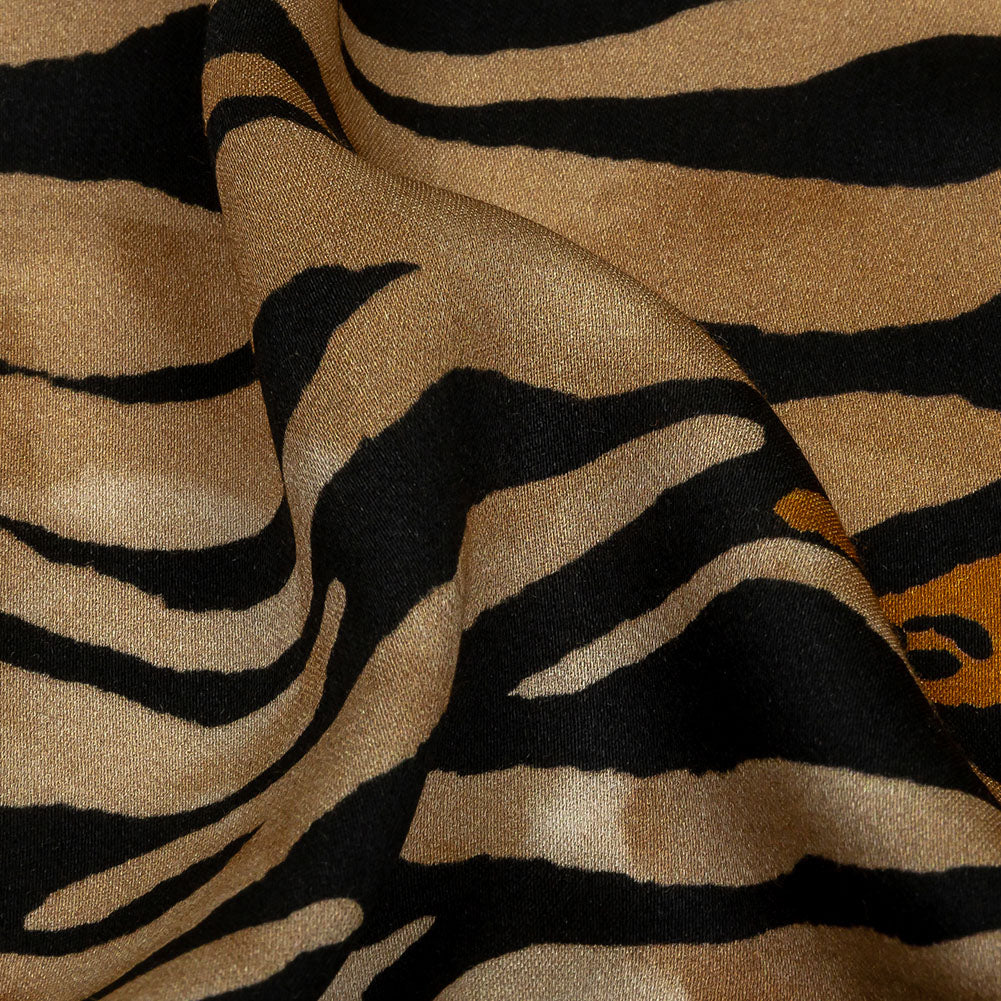 Rayon Challis - Beige and Black Wings and Tiger Stripes - Wild Wonders Print - Mood Exclusive Rockland Collection - Detail