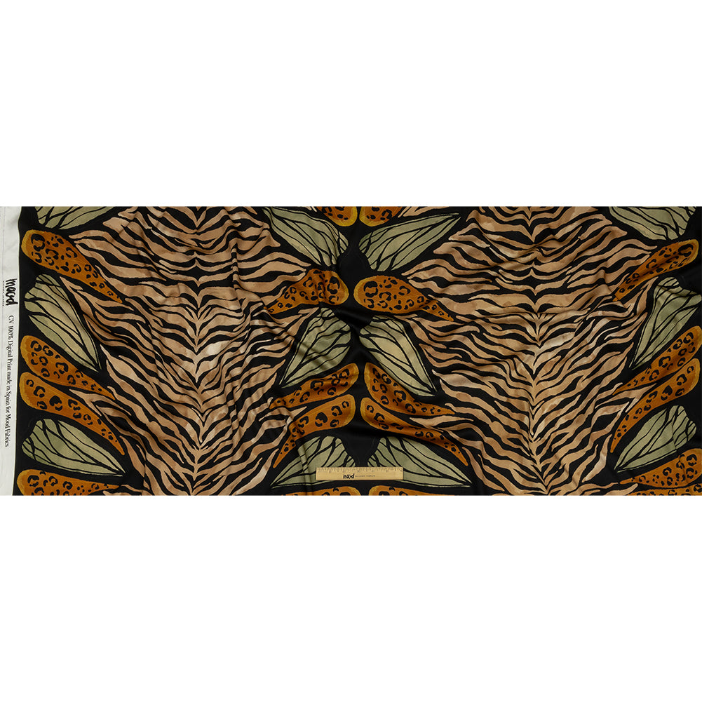 Rayon Challis - Beige and Black Wings and Tiger Stripes - Wild Wonders Print - Mood Exclusive Rockland Collection - Full