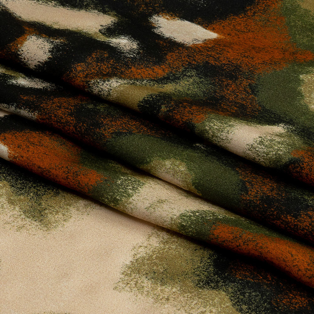 Rayon Challis - Black and Beige Abstract - From the Earth Print - Mood Exclusive Rockland Collection - Folded