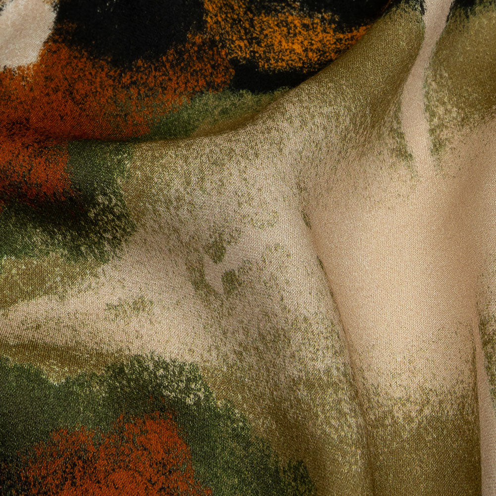 Rayon Challis - Black and Beige Abstract - From the Earth Print - Mood Exclusive Rockland Collection - Detail