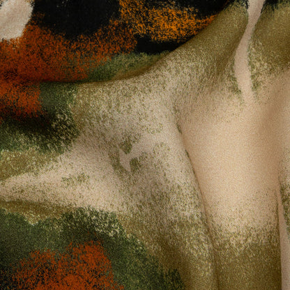 Rayon Challis - Black and Beige Abstract - From the Earth Print - Mood Exclusive Rockland Collection