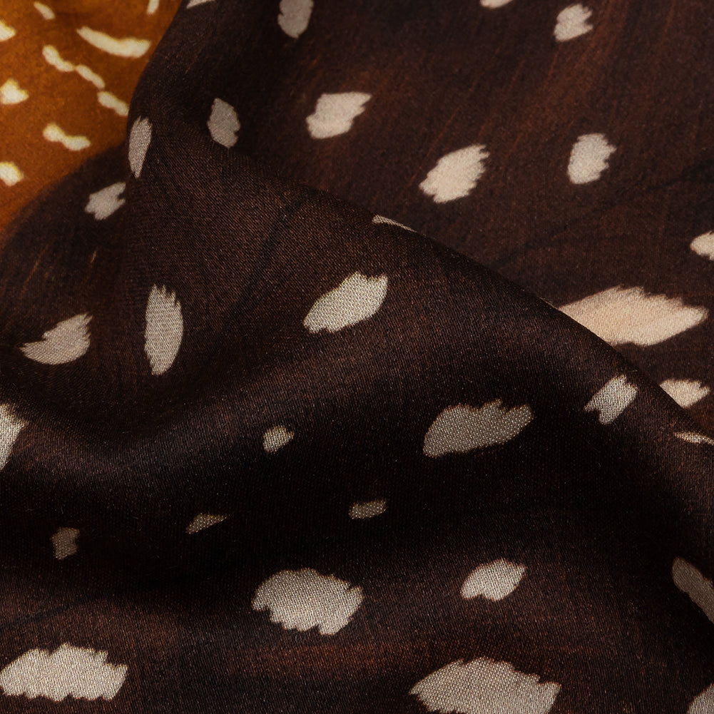 Rayon Challis - Brown and Orange Decorated Diagonal Stripes - Wind in Your Wings Print - Mood Exclusive Rockland Collection - Detail