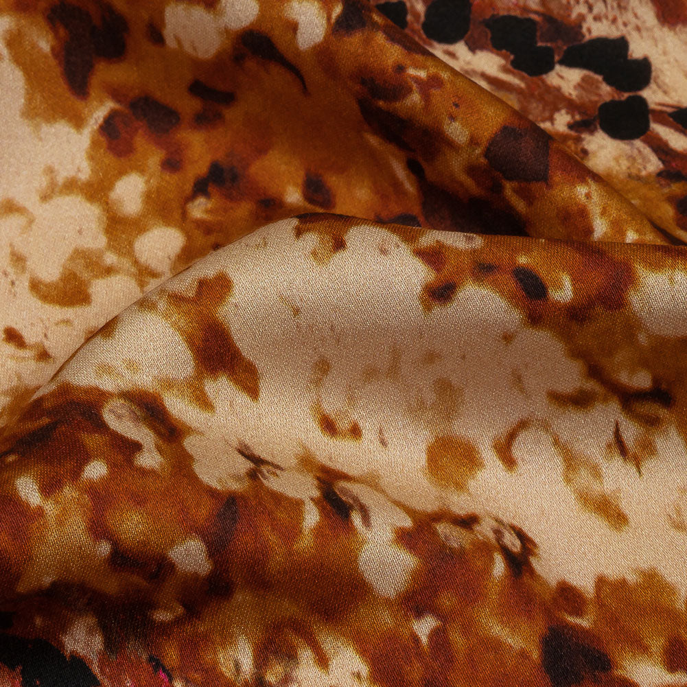 Rayon Challis - Beige and Orange Abstract - Summit Sketches Print - Mood Exclusive Rockland Collection - Detail