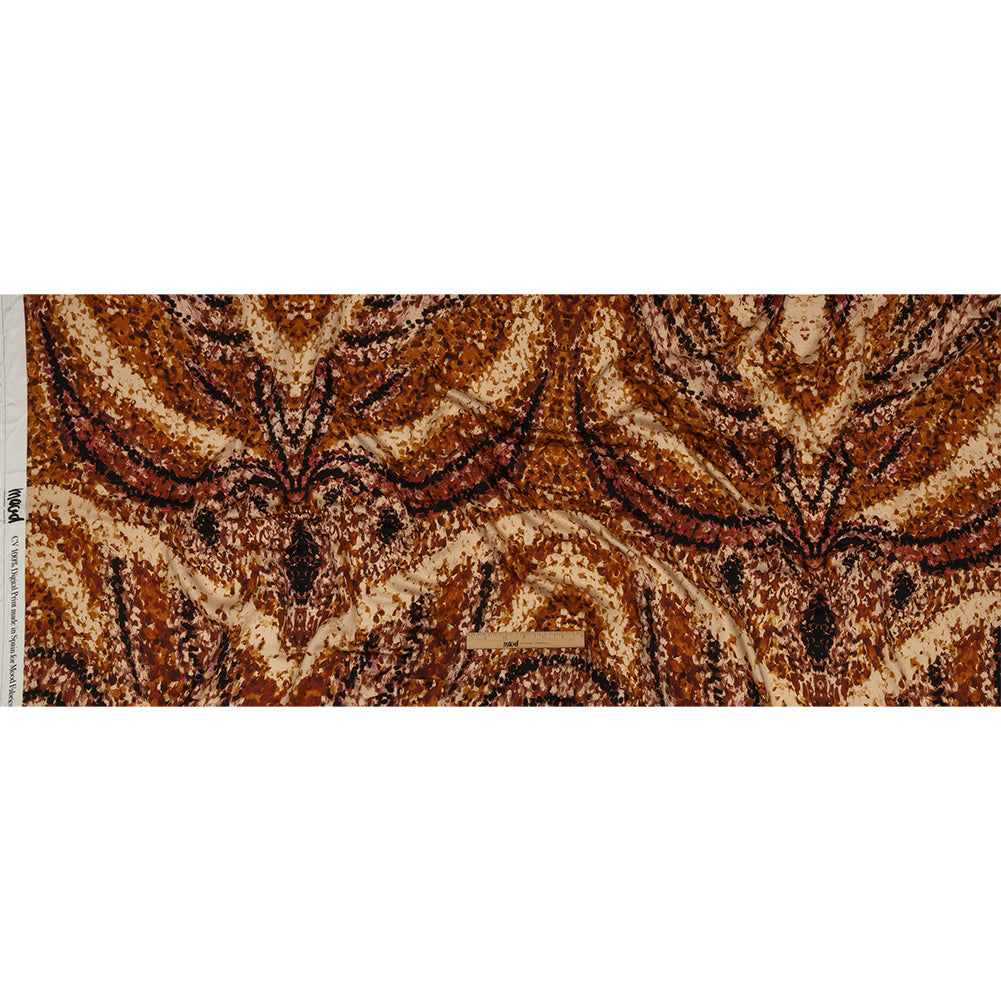 Rayon Challis - Beige and Orange Abstract - Summit Sketches Print - Mood Exclusive Rockland Collection - Full