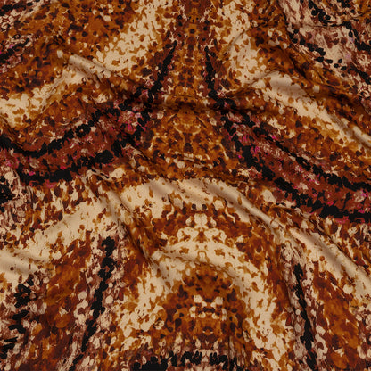 Rayon Challis - Beige and Orange Abstract - Summit Sketches Print - Mood Exclusive Rockland Collection