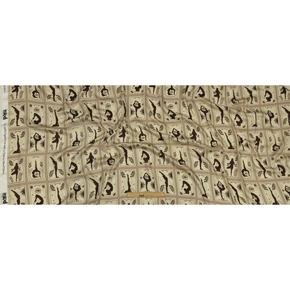 Rayon Challis - Beige and Brown Yoga Cards - Finding Balance Print - Mood Exclusive Rockland Collection