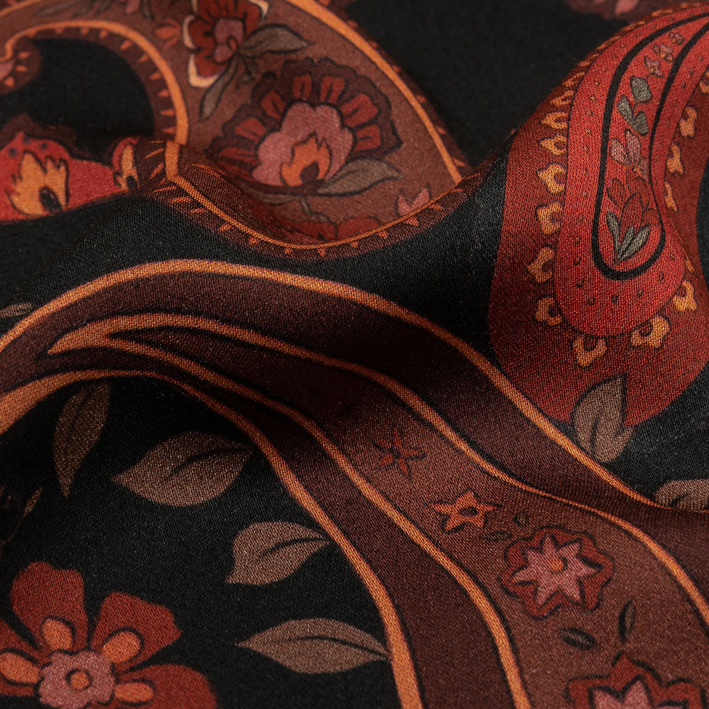 Rayon Challis - Black and Red Paisley - Kaleidoscope Dreams Print - Mood Exclusive Rockland Collection - Detail