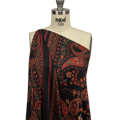 Rayon Challis - Black and Red Paisley - Kaleidoscope Dreams Print - Mood Exclusive Rockland Collection