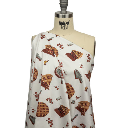 Stretch Cotton Sateen - White Cherry Pies - Baked Fresh Print - Mood Exclusive Rockland Collection