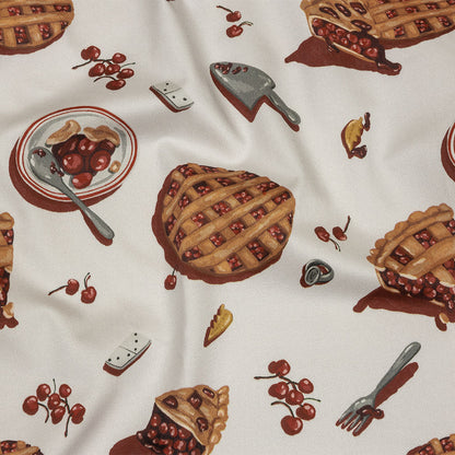 Stretch Cotton Sateen - White Cherry Pies - Baked Fresh Print - Mood Exclusive Rockland Collection