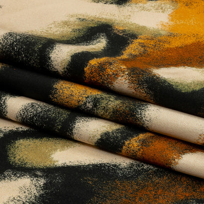 Stretch Cotton Sateen - Black and Beige Abstract - From the Earth Print - Mood Exclusive Rockland Collection