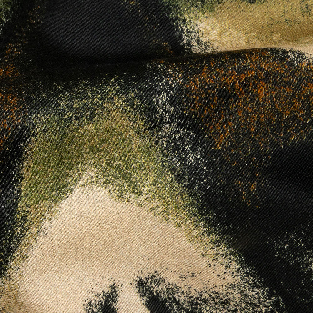 Stretch Cotton Sateen - Black and Beige Abstract - From the Earth Print - Mood Exclusive Rockland Collection - Detail