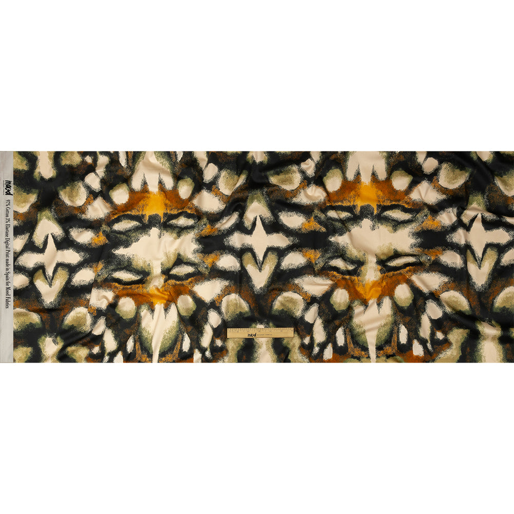 Stretch Cotton Sateen - Black and Beige Abstract - From the Earth Print - Mood Exclusive Rockland Collection - Full