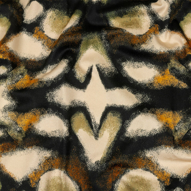 Stretch Cotton Sateen - Black and Beige Abstract - From the Earth Print - Mood Exclusive Rockland Collection