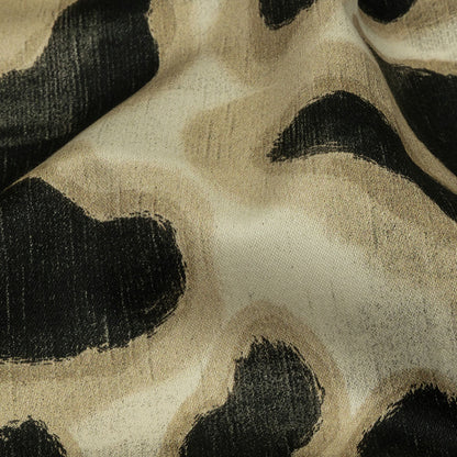 Stretch Cotton Sateen - Black and Beige Abstract Spots - Fragments of Memory Print - Mood Exclusive Rockland Collection
