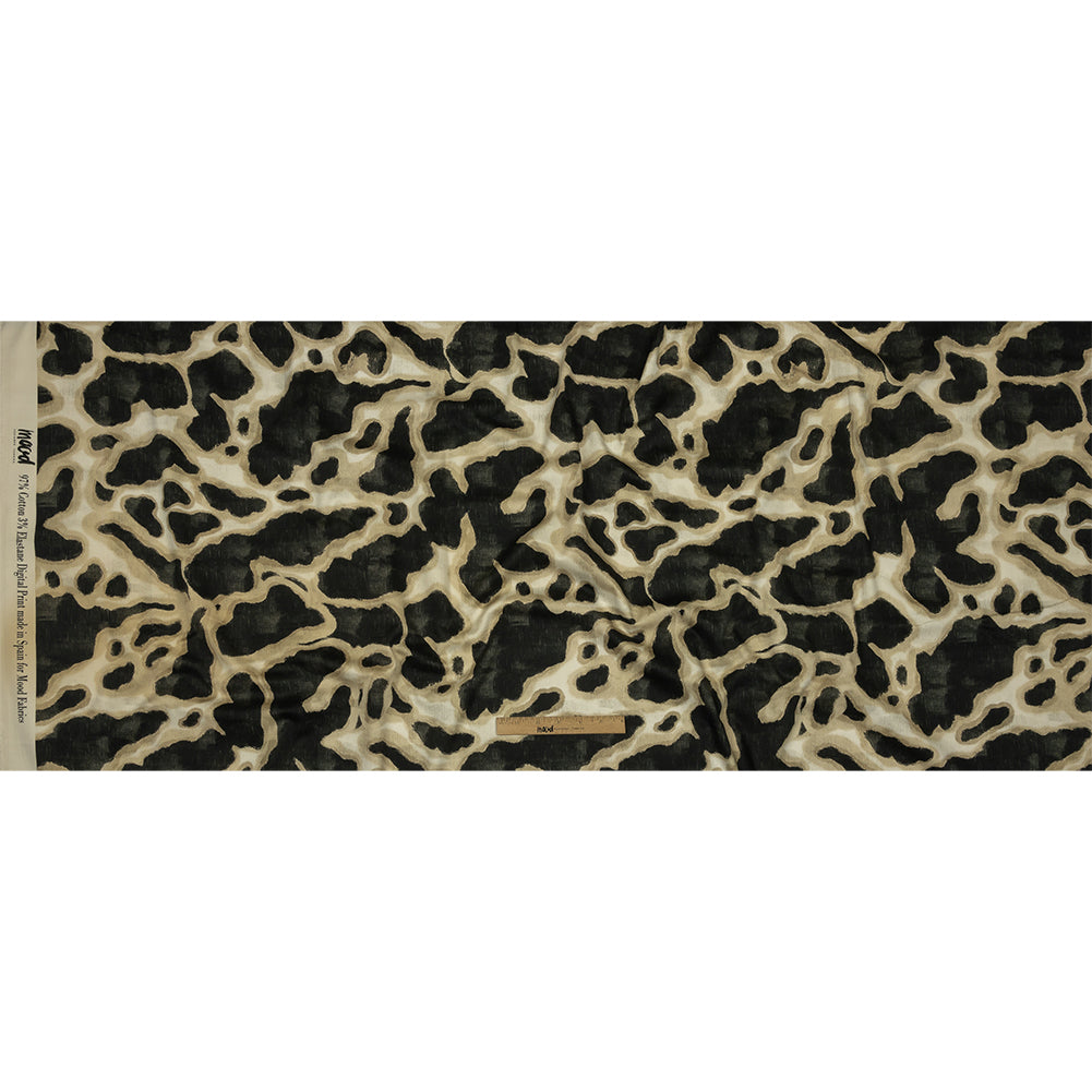 Stretch Cotton Sateen - Black and Beige Abstract Spots - Fragments of Memory Print - Mood Exclusive Rockland Collection - Full