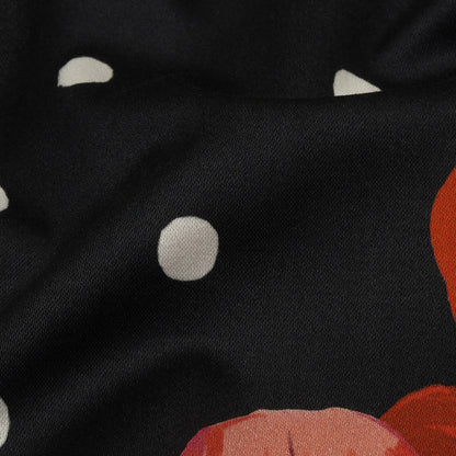 Stretch Cotton Sateen - Black Floral and Polka Dots - Treasures Renewed Print - Mood Exclusive Rockland Collection