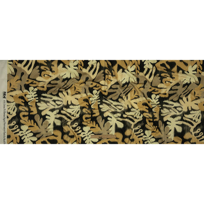 Stretch Cotton Sateen - Black and Beige Ikat Leaves - Things We Leave Behind Print - Mood Exclusive Rockland Collection