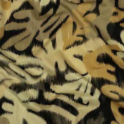 Stretch Cotton Sateen - Black and Beige Ikat Leaves - Things We Leave Behind Print - Mood Exclusive Rockland Collection