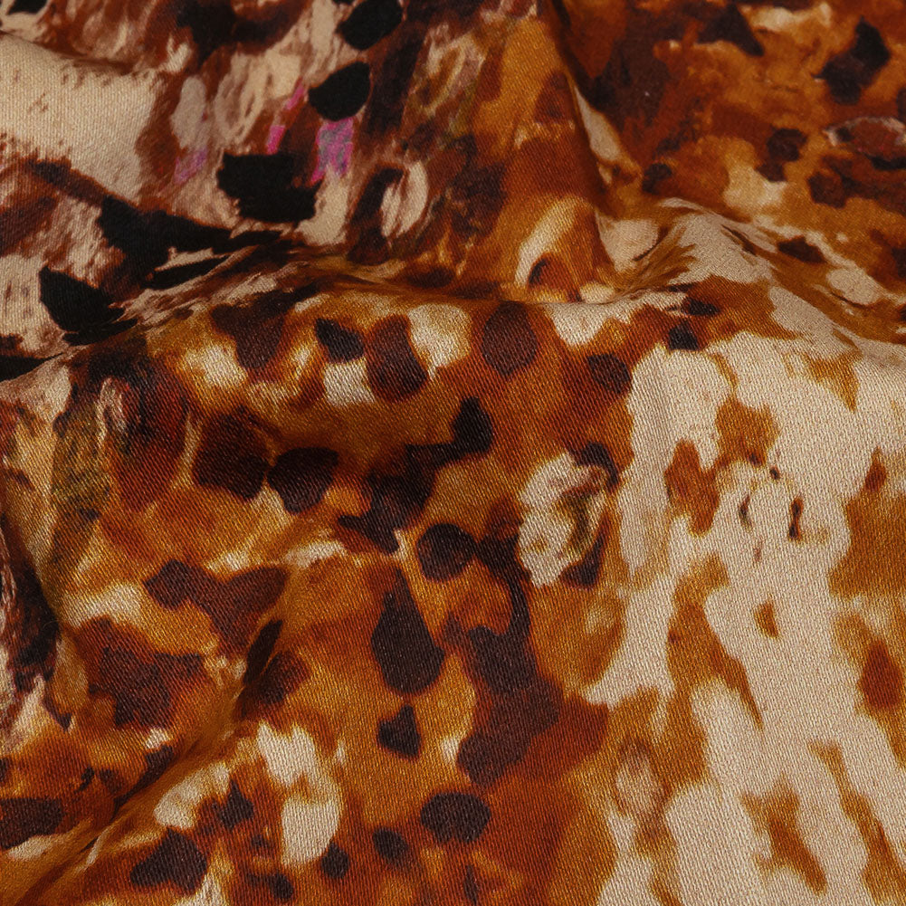 Stretch Cotton Sateen - Beige and Orange Abstract - Summit Sketches Print - Mood Exclusive Rockland Collection - Detail