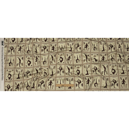 Stretch Cotton Sateen - Beige and Brown Yoga Cards - Finding Balance Print - Mood Exclusive Rockland Collection