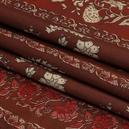 Stretch Cotton Sateen - Burgundy Floral Stripes - Garden Paths Print - Mood Exclusive Rockland Collection