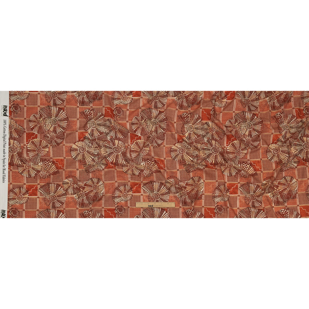 Cotton Voile - Red and White Shells on Plaid - Weekend Wandering Print - Mood Exclusive Rockland Collection - Full