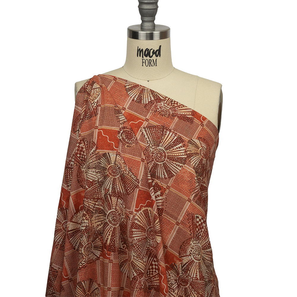 Cotton Voile - Red and White Shells on Plaid - Weekend Wandering Print - Mood Exclusive Rockland Collection - Drape