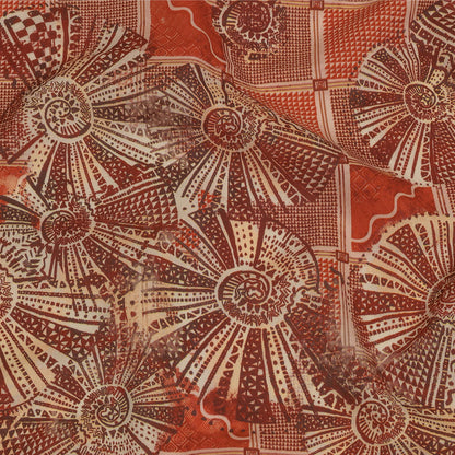 Cotton Voile - Red and White Shells on Plaid - Weekend Wandering Print - Mood Exclusive Rockland Collection