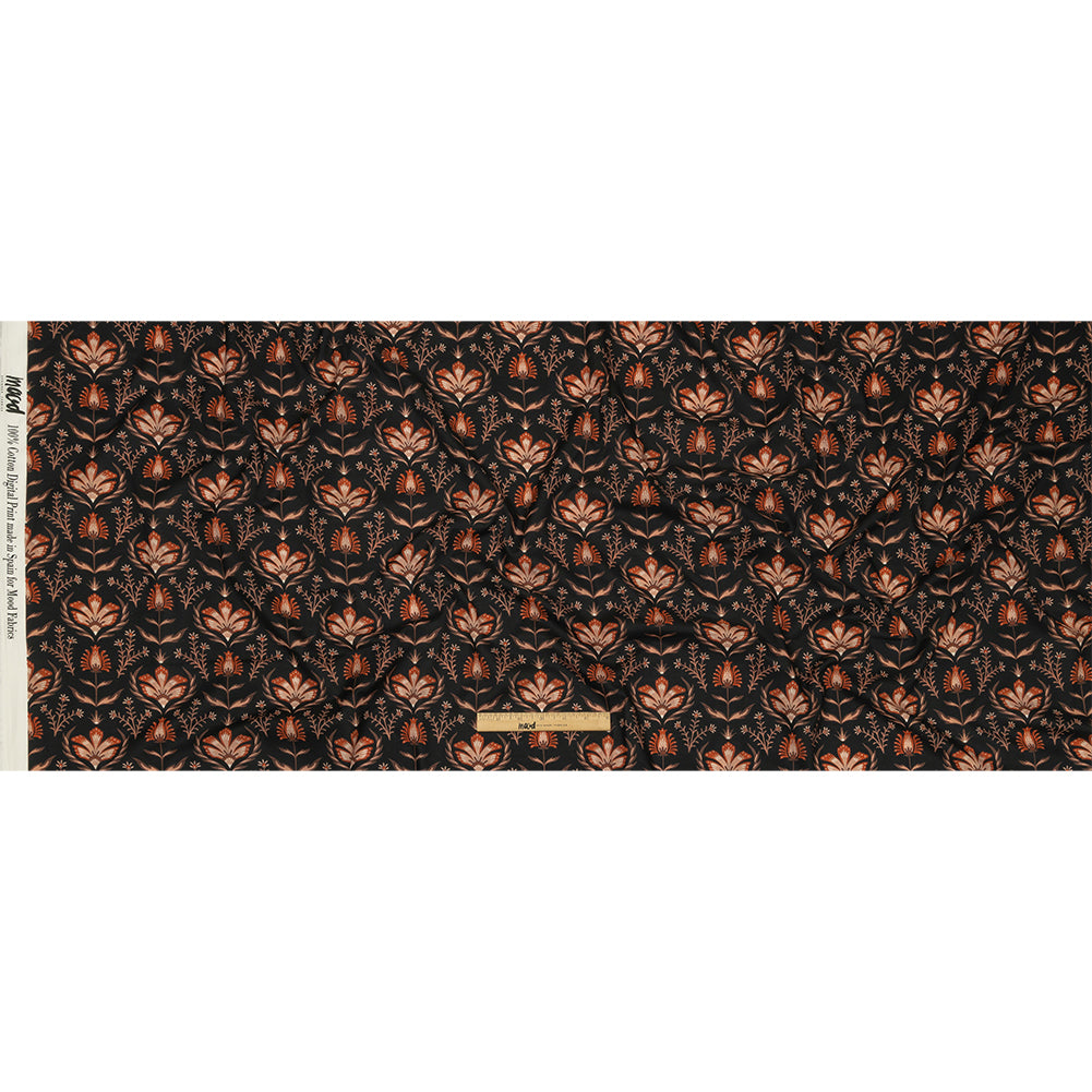 Cotton Voile - Black and Orange Floral - Watching the Fire Print - Mood Exclusive Rockland Collection - Full