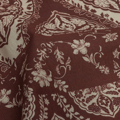 Cotton Voile Panel - Beige and Burgundy Paisley - Impressions in Time Print - Mood Exclusive Rockland Collection