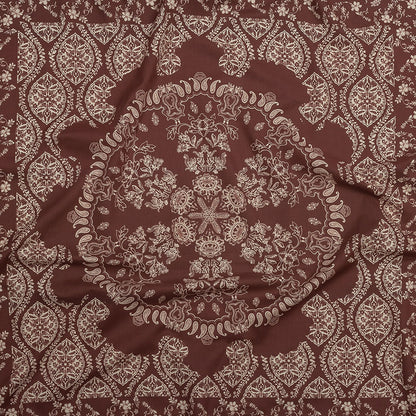 Cotton Voile Panel - Beige and Burgundy Paisley - Impressions in Time Print - Mood Exclusive Rockland Collection