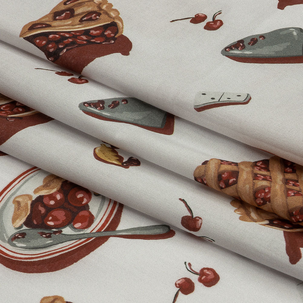 Cotton Voile - White Cherry Pies - Baked Fresh Print - Mood Exclusive Rockland Collection - Folded