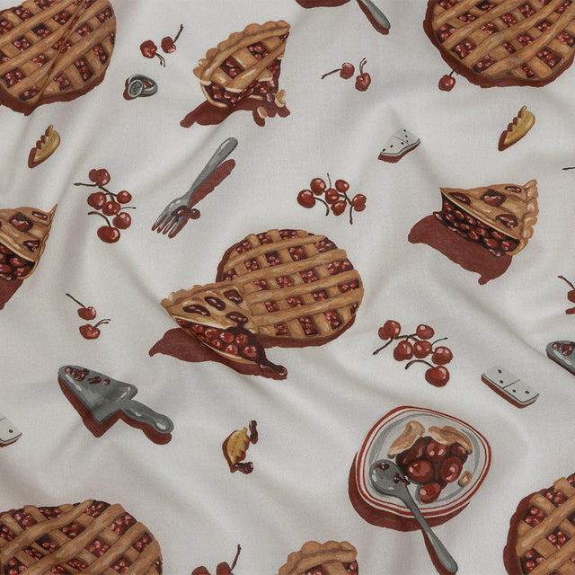 Cotton Voile - White Cherry Pies - Baked Fresh Print - Mood Exclusive Rockland Collection