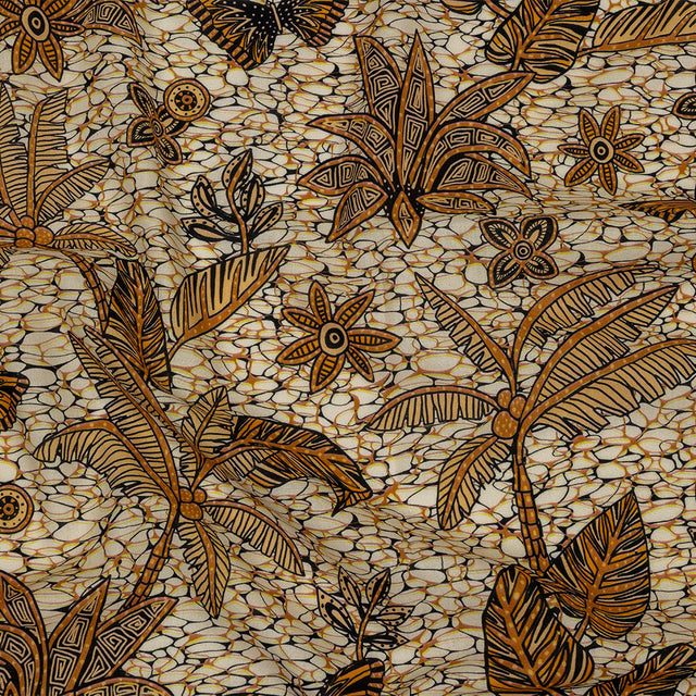 Cotton Voile - Orange and White Palm Trees - Sunny Summers Print - Mood Exclusive Rockland Collection