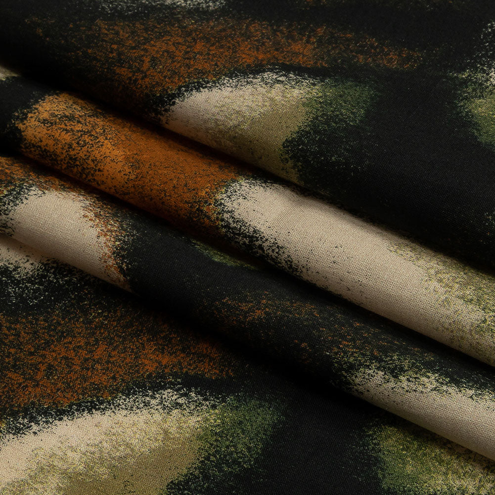 Cotton Voile - Black and Beige Abstract - From the Earth Print - Mood Exclusive Rockland Collection - Folded