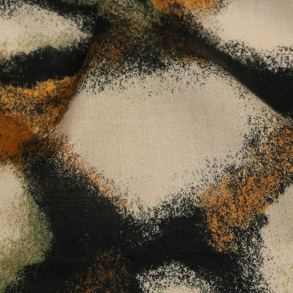 Cotton Voile - Black and Beige Abstract - From the Earth Print - Mood Exclusive Rockland Collection - Detail