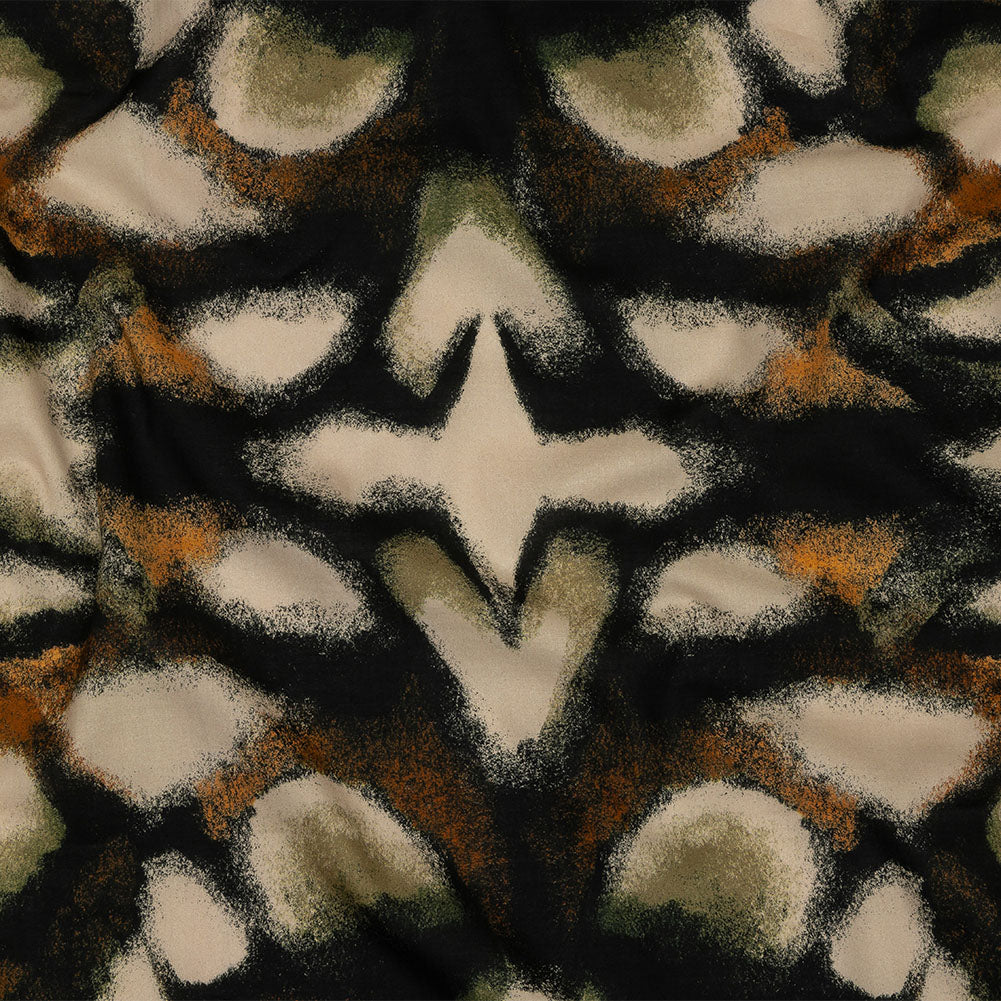 Cotton Voile - Black and Beige Abstract - From the Earth Print - Mood Exclusive Rockland Collection
