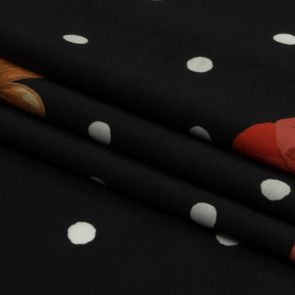 Cotton Voile - Black Floral and Polka Dots - Treasures Renewed Print - Mood Exclusive Rockland Collection