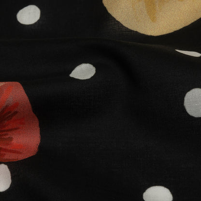 Cotton Voile - Black Floral and Polka Dots - Treasures Renewed Print - Mood Exclusive Rockland Collection