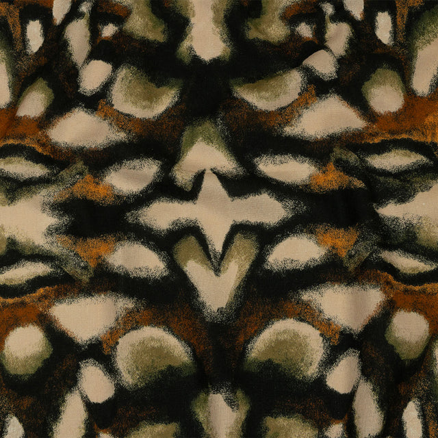 Linen and Rayon Woven - Black and Beige Abstract - From the Earth Print - Mood Exclusive Rockland Collection