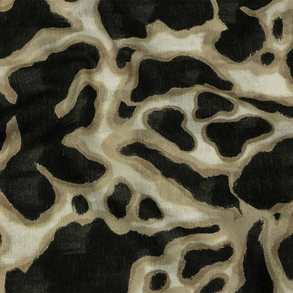 Linen and Rayon Woven - Black and Beige Abstract Spots - Fragments of Memory Print - Mood Exclusive Rockland Collection