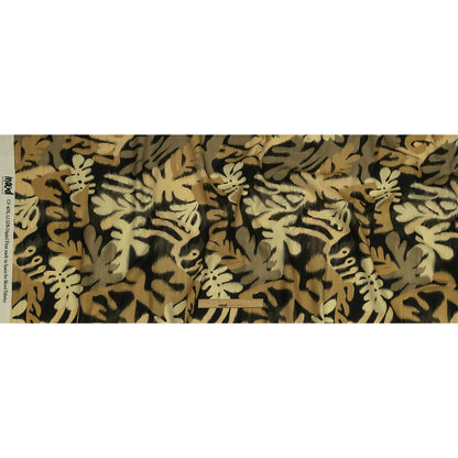 Linen and Rayon Woven - Black and Beige Ikat Leaves - Things We Leave Behind Print - Mood Exclusive Rockland Collection