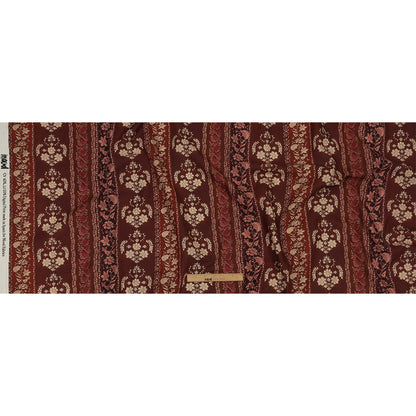 Linen and Rayon Woven - Burgundy Floral Stripes - Garden Paths Print - Mood Exclusive Rockland Collection