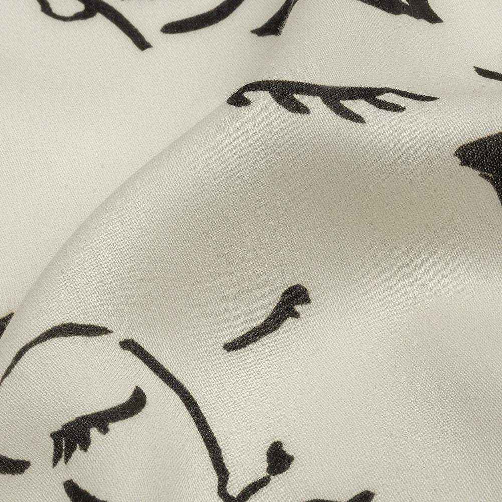 Rayon Challis - Black and White Face Drawings - Everyday Runway Print - Mood Exclusive Metro Collection - Detail