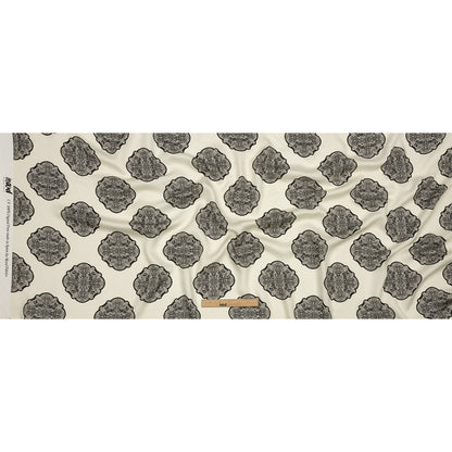 Rayon Challis - White Lacy Medallions - Cathedral Windows Print - Mood Exclusive Metro Collection