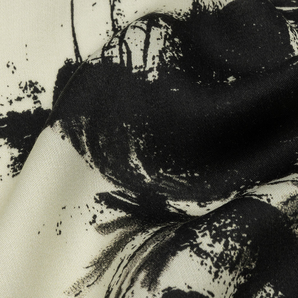 Rayon Challis - Black and White Abstract - Subway Lines Print - Mood Exclusive Metro Collection - Detail